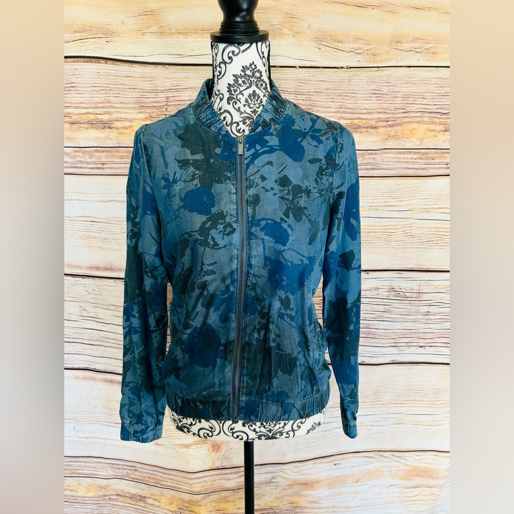 Juicy Couture Women’s Blue Tencel Long Sleeve Full Zip Bomber Jacket XS